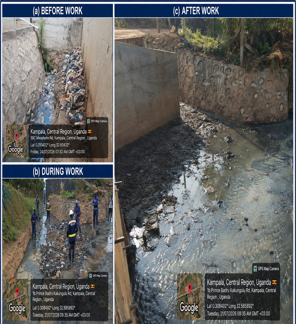 Drainage work: before, during, and after